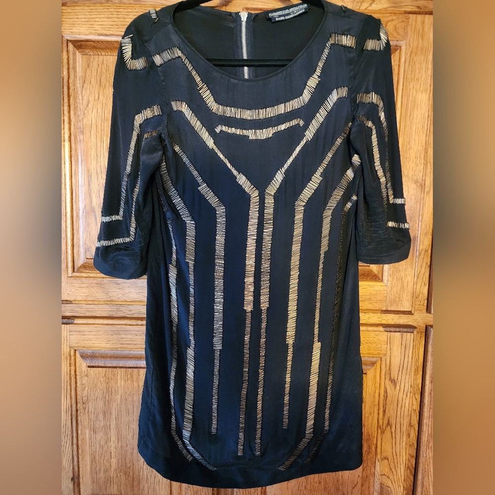 AllSaints Co - Spitalfields Hand Embellished Quake Silk Dress Size 4